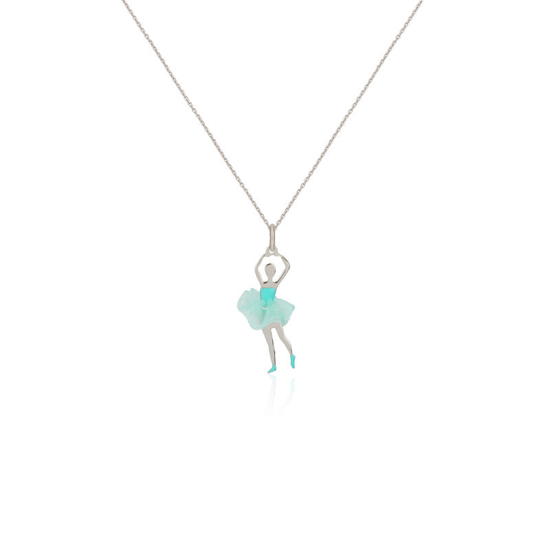 925 Silver Blue Dancing Doll Pendant for festive gifting