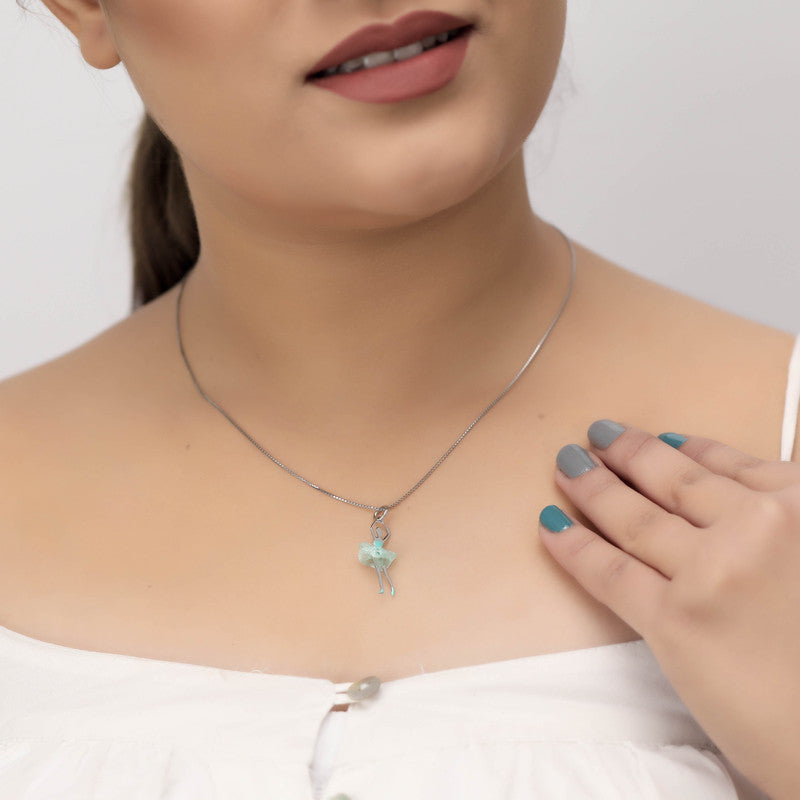 Elegant 925 silver blue dancing doll pendant for Diwali and wedding celebrations