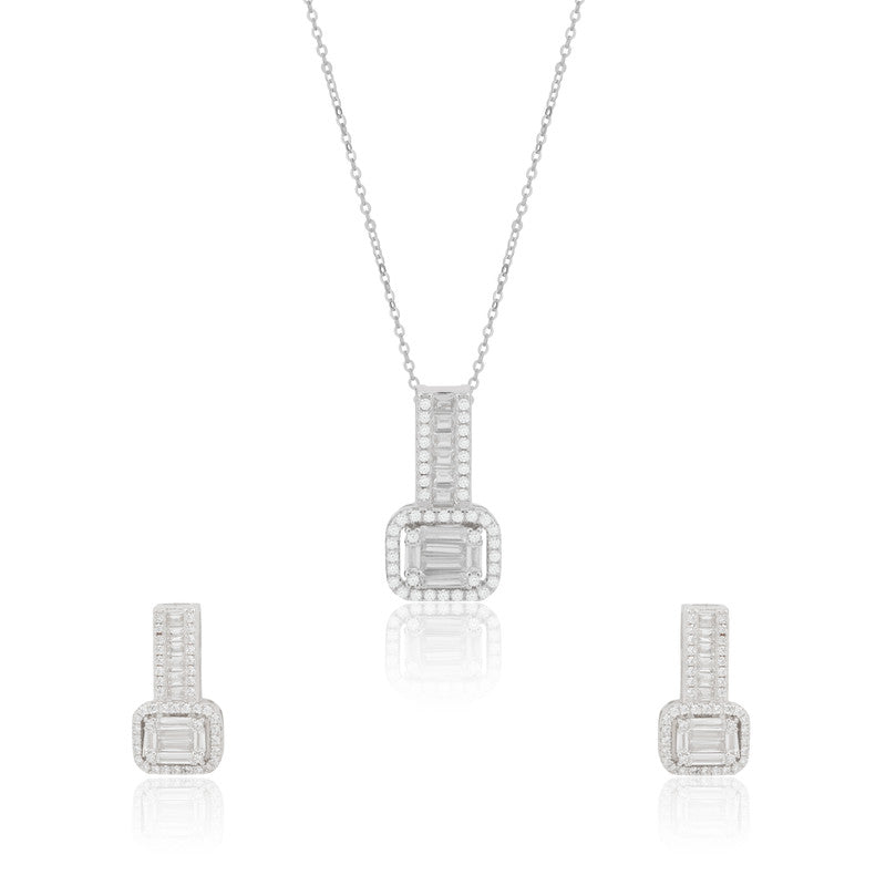 925 Silver Bottle Pendant Set on white background – elegant silver jewelry