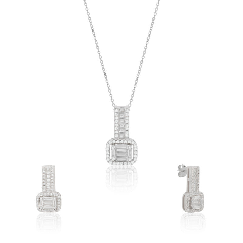925 silver bottle pendant set photographed on plain white background