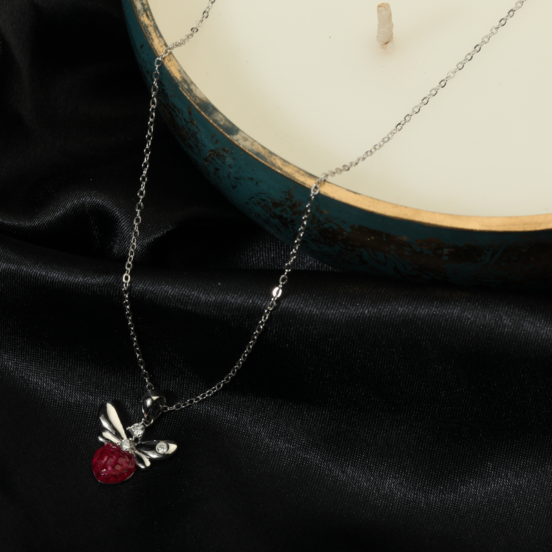 925 Silver Bumble Bee Pendant displayed as prop image on festive background – stylish silver pendant with fine detailing.