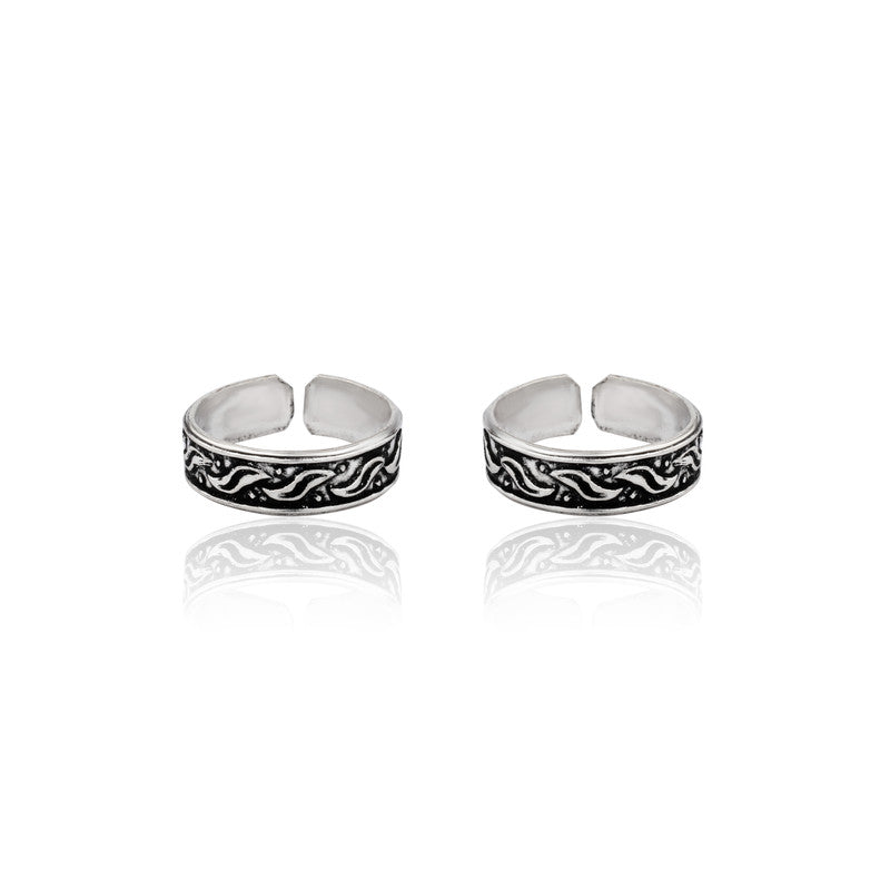 925 Silver Classy Oxidized Toe Ring – Elegant Silver Jewellery for Diwali & Navratri Celebrations
