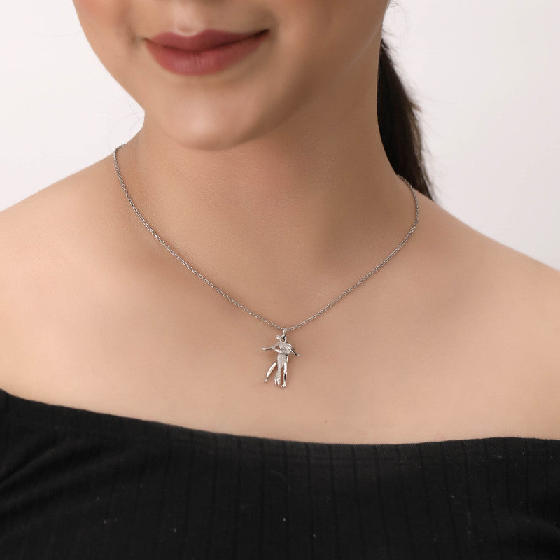 Beautiful 925 Silver Dancing Couple Pendant for Karva Chauth, Valentine’s, and festive wear