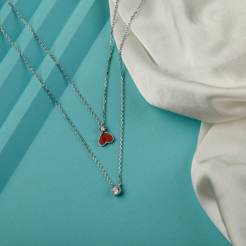 925 Silver Double Heart Pendant displayed in a festive flatlay – meaningful silver jewelry gift for couples and loved ones.
