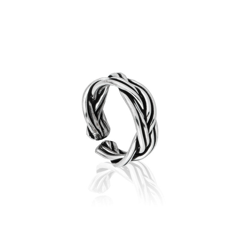 925 Silver Double Twist Antique Ring on white background – elegant silver jewellery gift for Diwali