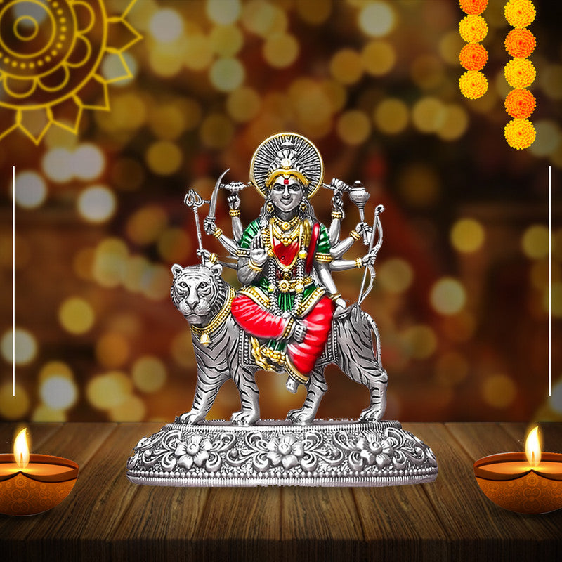 925 Silver Durga-Mata-Colored Idol-prop Image