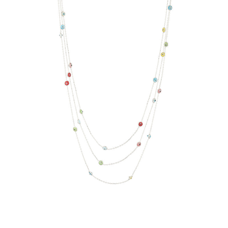 925 Silver Evil Eye Layered Chain stylish design for Diwali, Navratri, and festive occasions