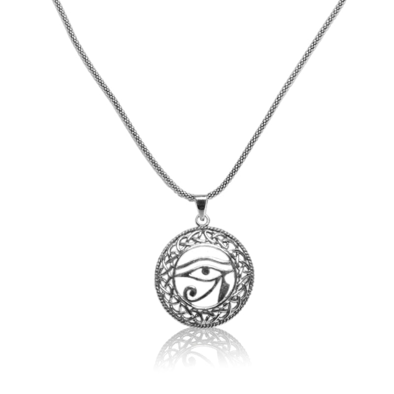 925 Sterling Silver Ganesha Eye Pendant for Men – Hindu Spiritual Silver Necklace