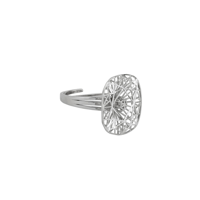 925 Silver Geometric Spinner Ring on white background – elegant silver jewelry