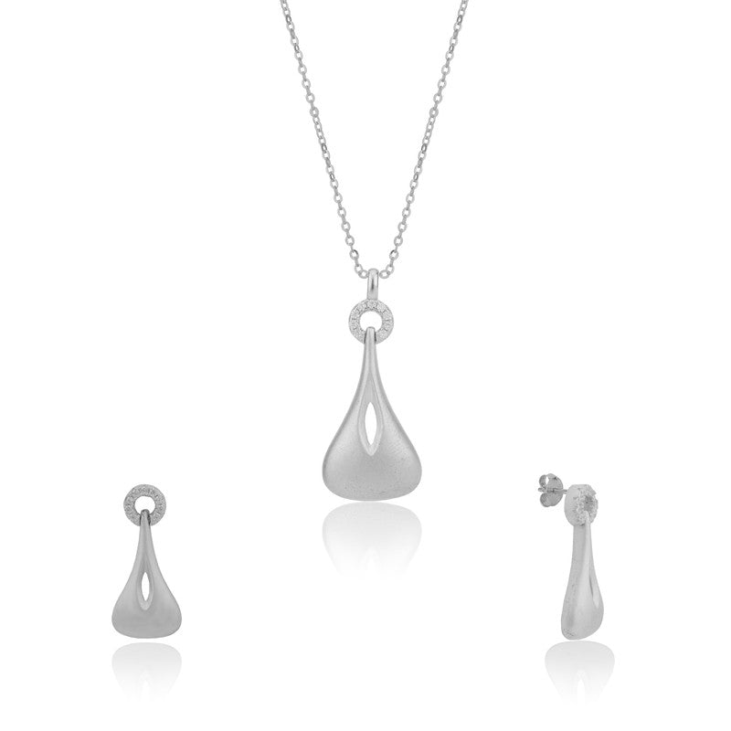 925 silver guitar pendant and earrings photographed on plain white background