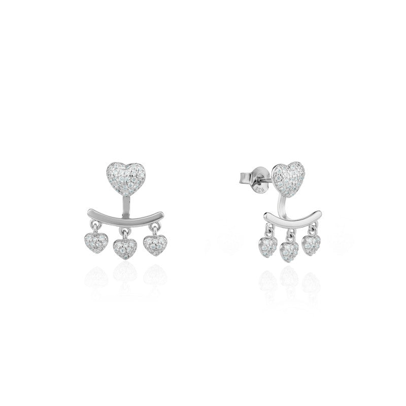 925 Silver Heart Tassel Earrings close-up – stylish festive jewelry for women, ideal Diwali and wedding gift.
