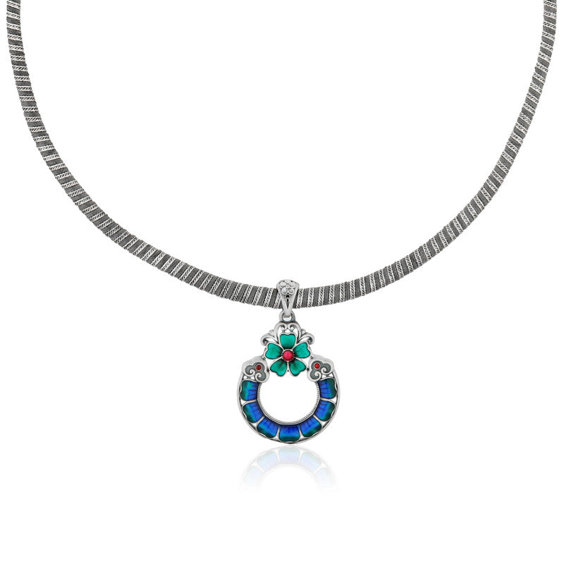 925 Silver Hollow Flower Pendant Necklace shown with elegant styling on white background