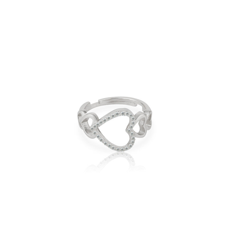 925 Silver Hollow Heart Ring on white background – elegant silver jewelry
