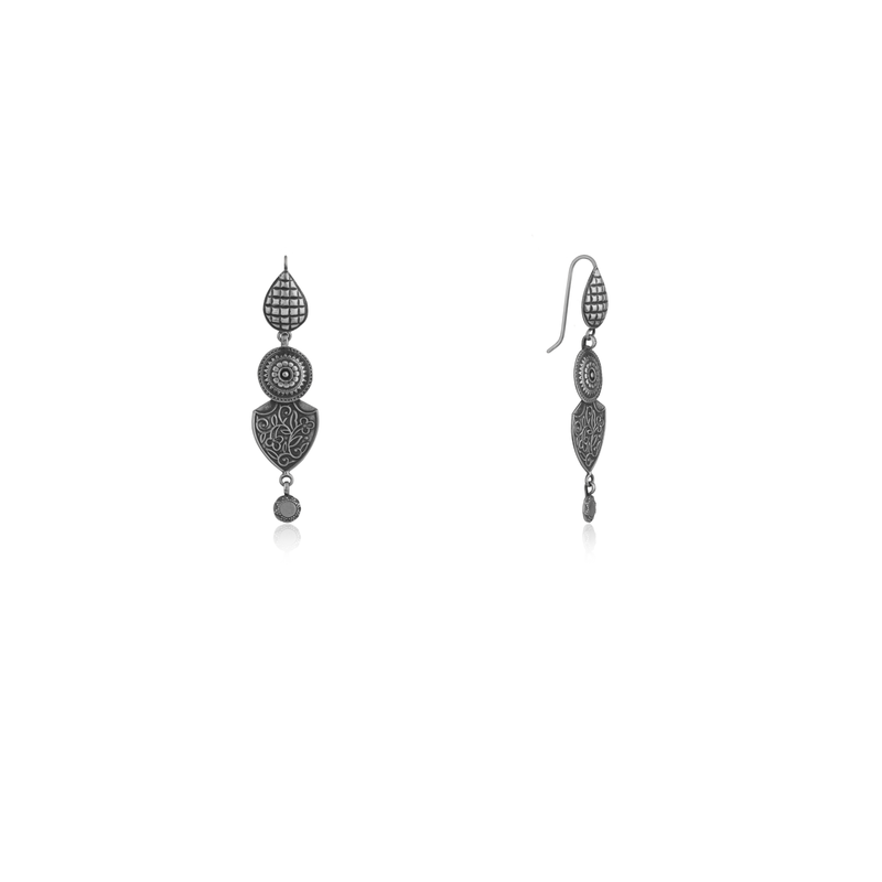 925 Silver Intricate Tribal Earrings product image – classic sterling silver jewellery with polished finish.