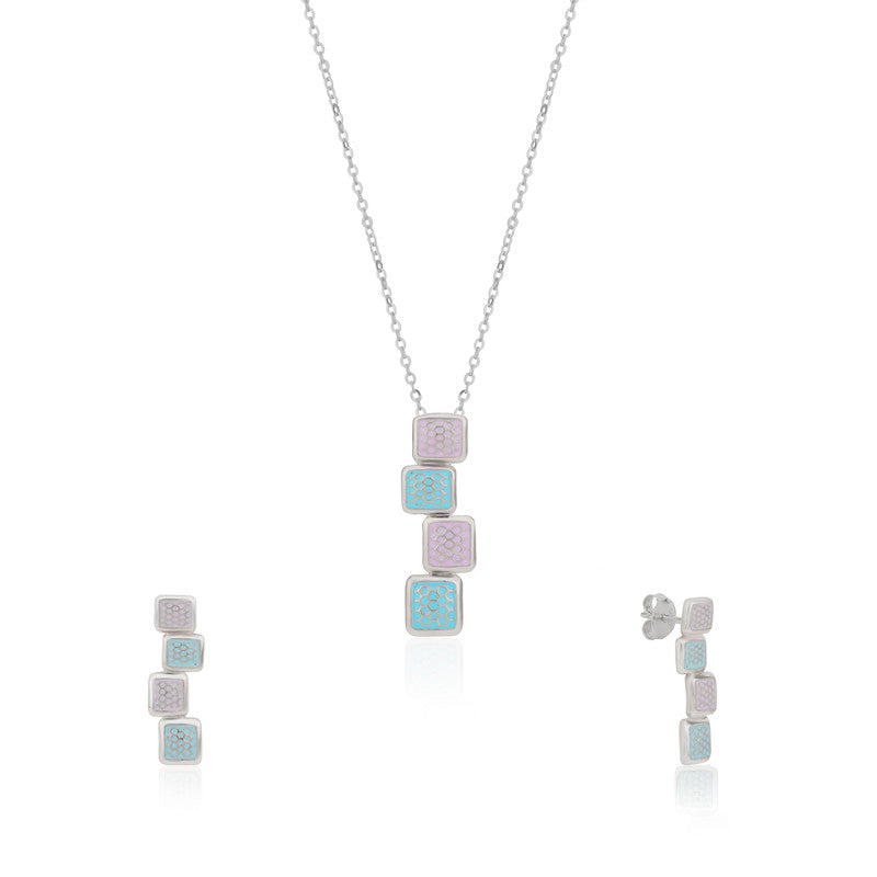 925 silver ladder pendant set photographed on plain white background