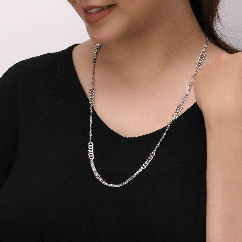 Stylish 925 Silver Layered Circle Chain for Navratri, Karva Chauth, and festive wear