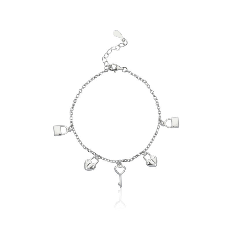 LOCK & KEY BRACELET-SILVER925-チャームブレスレット 925 Silver Lock & Key Bracelet for Women | Love & Security