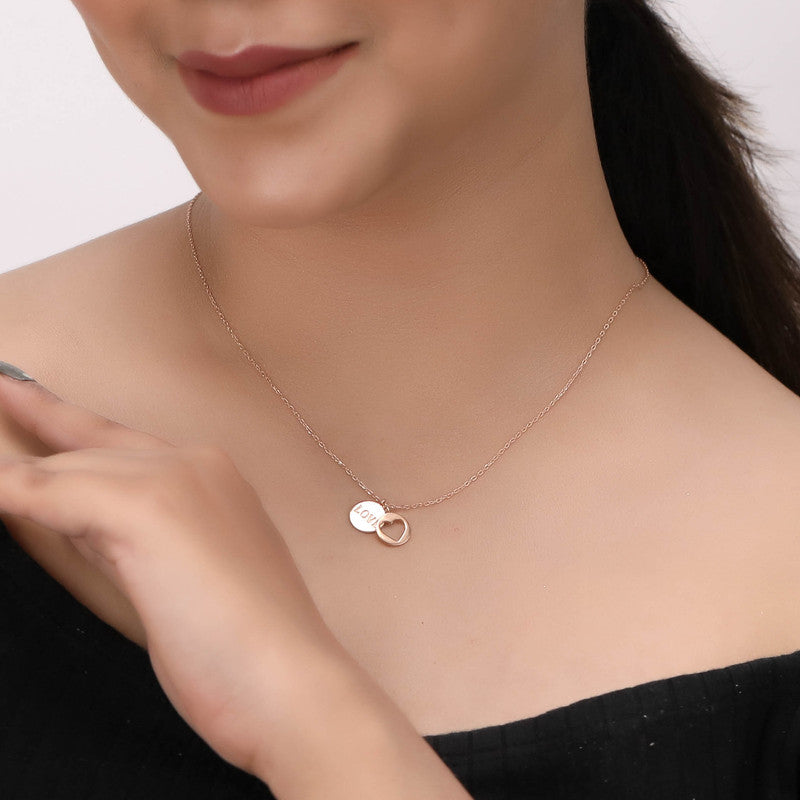 Model wearing 925 Silver Love Heart Pendant Necklace – stylish festive accessory for parties and occasions