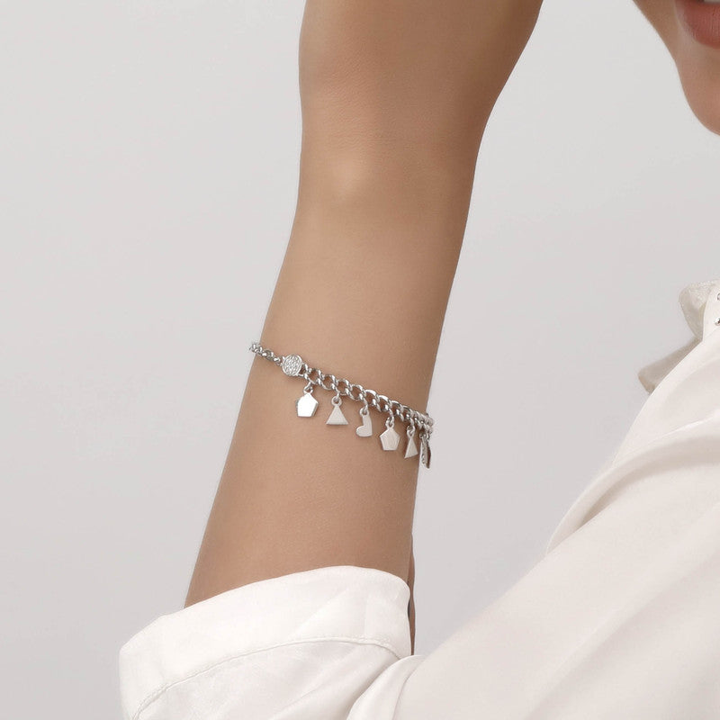 Chic festive style with 925 Silver Love Triad Bracelet – Perfect accessory for Rakhi & Diwali celebrations.