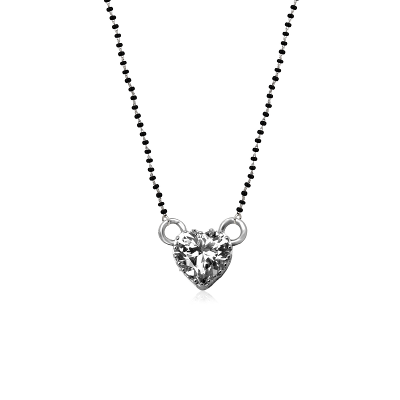 925 Silver Precious Bond Mangalsutra with black beads and elegant silver pendant – modern mangalsutra jewelry for women