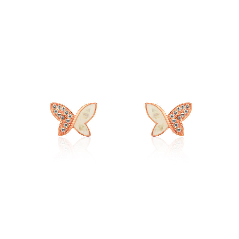 925 Silver Rose Gold Butterfly Earrings – Diwali gift jewelry with festive sparkle