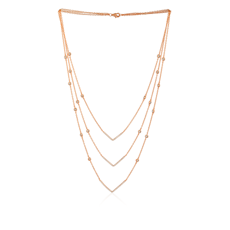 925 Silver Rose Gold Charm Necklace product image – classic sterling silver jewellery with polished finish.