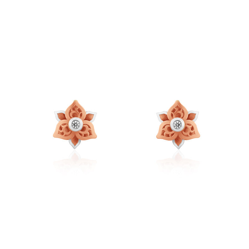925 Silver Rose Gold Duo-Leaf Earrings – Diwali gift jewelry with elegant festive style