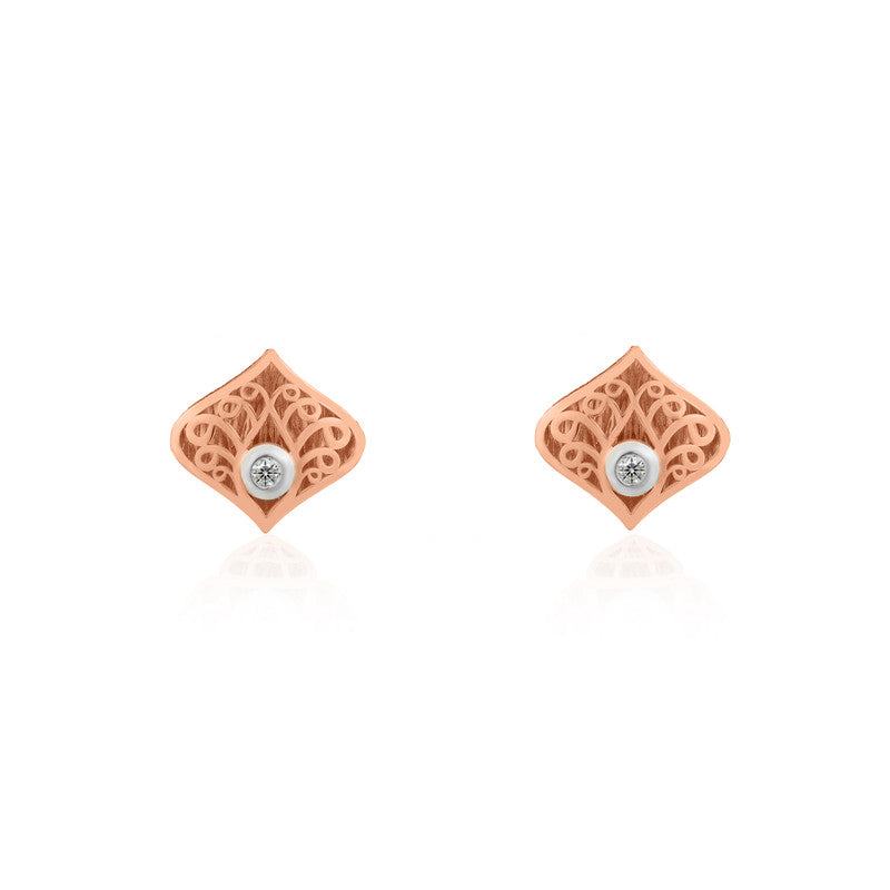 925 Silver Rose Gold Paan Leaf Earrings – Diwali gift jewelry with traditional festive charm