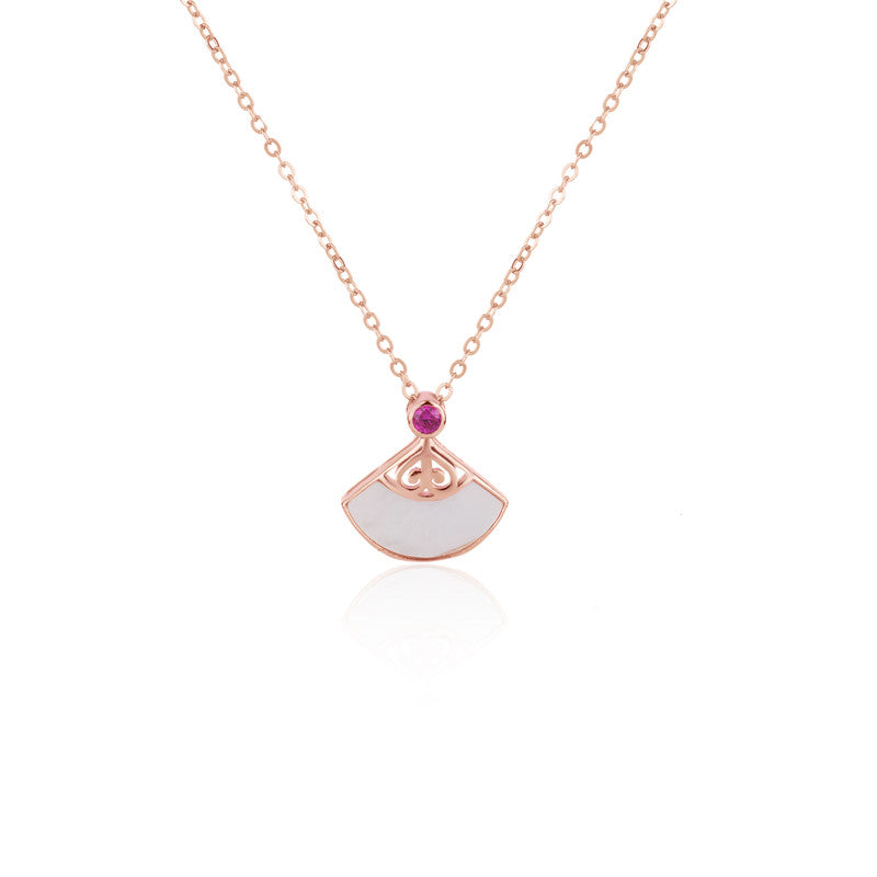 925 Silver Rose Gold Pendulum Necklace on white background – elegant festive jewelry gift for women