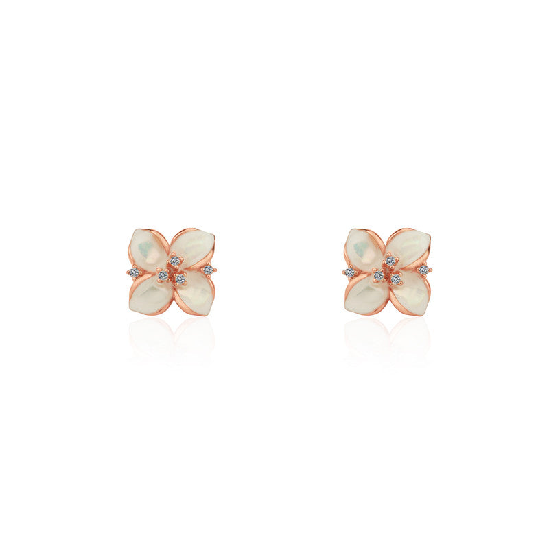 925 Silver Rose Gold Petal Earrings – Diwali gift jewelry with graceful festive charm