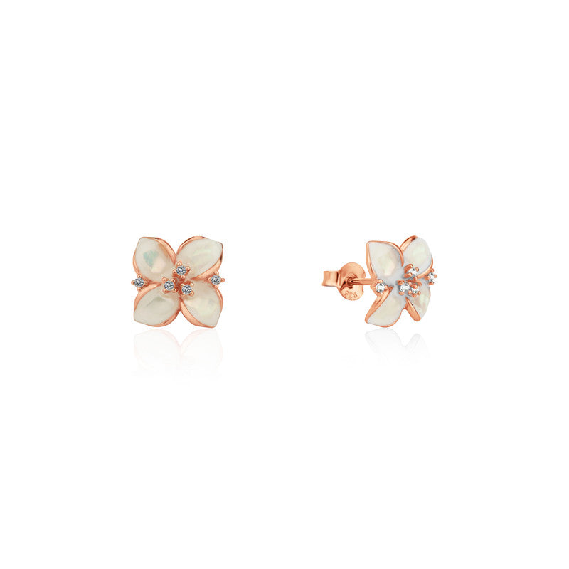 925 Silver Rose Gold Petal Earrings displayed – Karwa Chauth jewelry present for wives