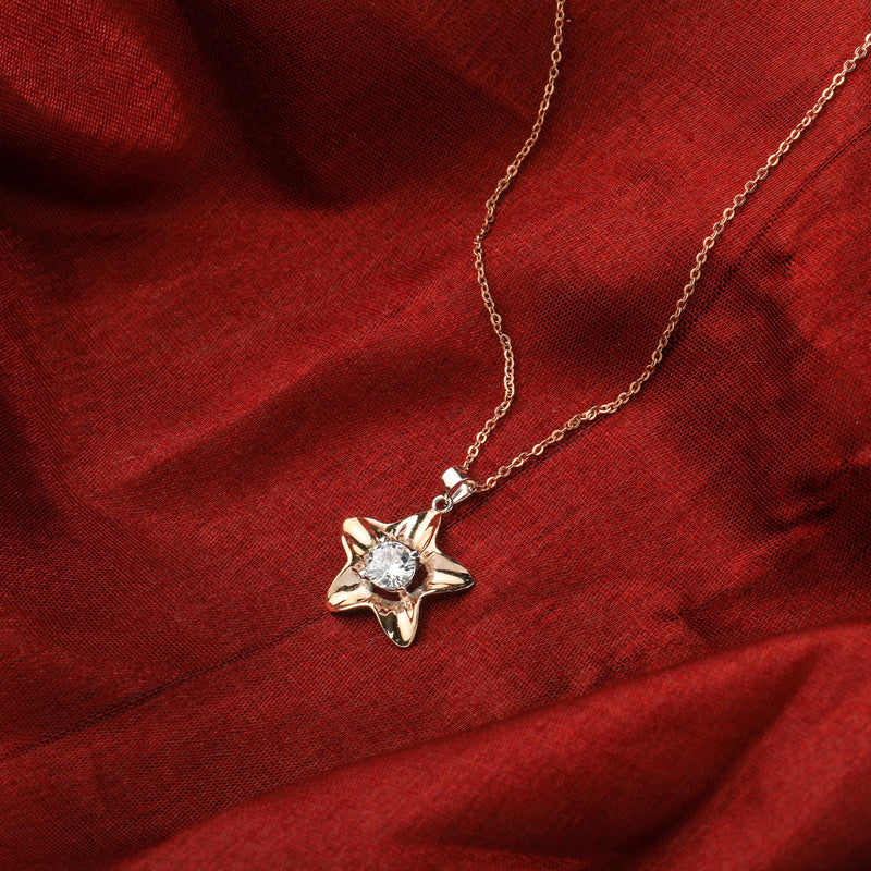 925 Silver Rose Gold Star Pendant Necklace isolated – graceful festive jewelry for gifting