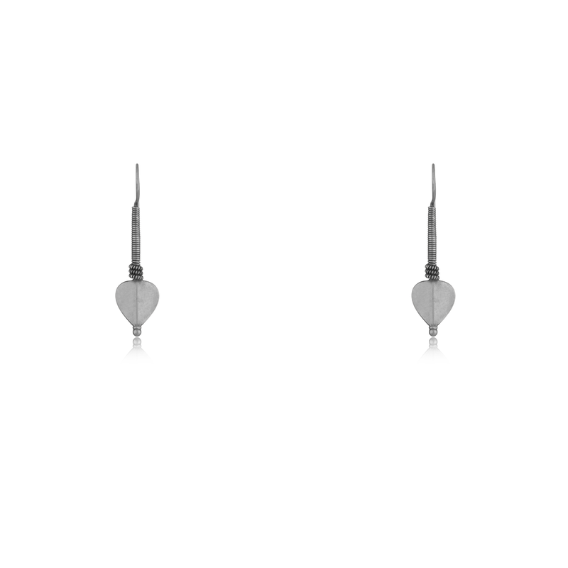 925 Silver Spiral Heart Earrings – elegant pair on plain background