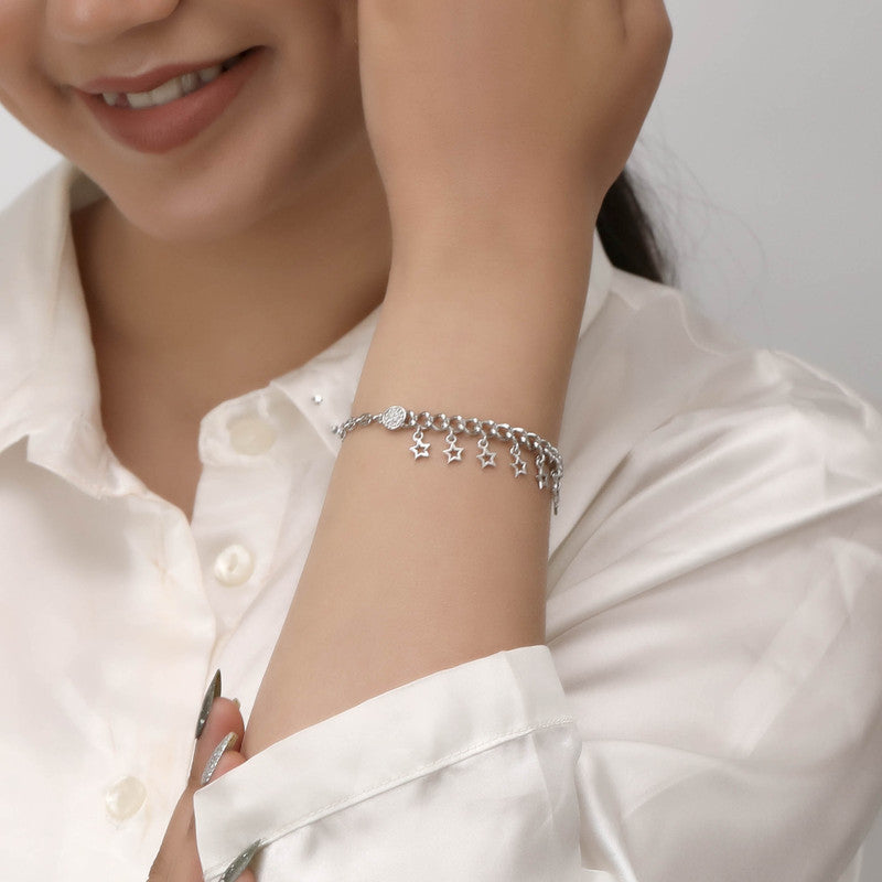 Charming festive look with 925 Silver Starry Night Bracelet – Perfect accessory for Diwali & Raksha Bandhan