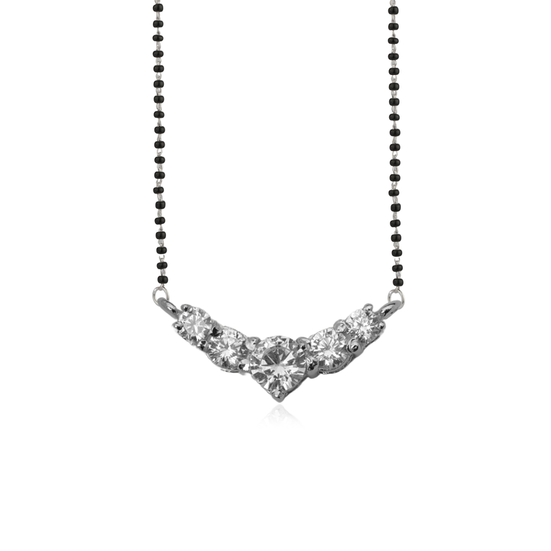 925 Silver Sweetheart Mangalsutra with black beads and heart-shaped silver pendant – elegant daily wear mangalsutra for women