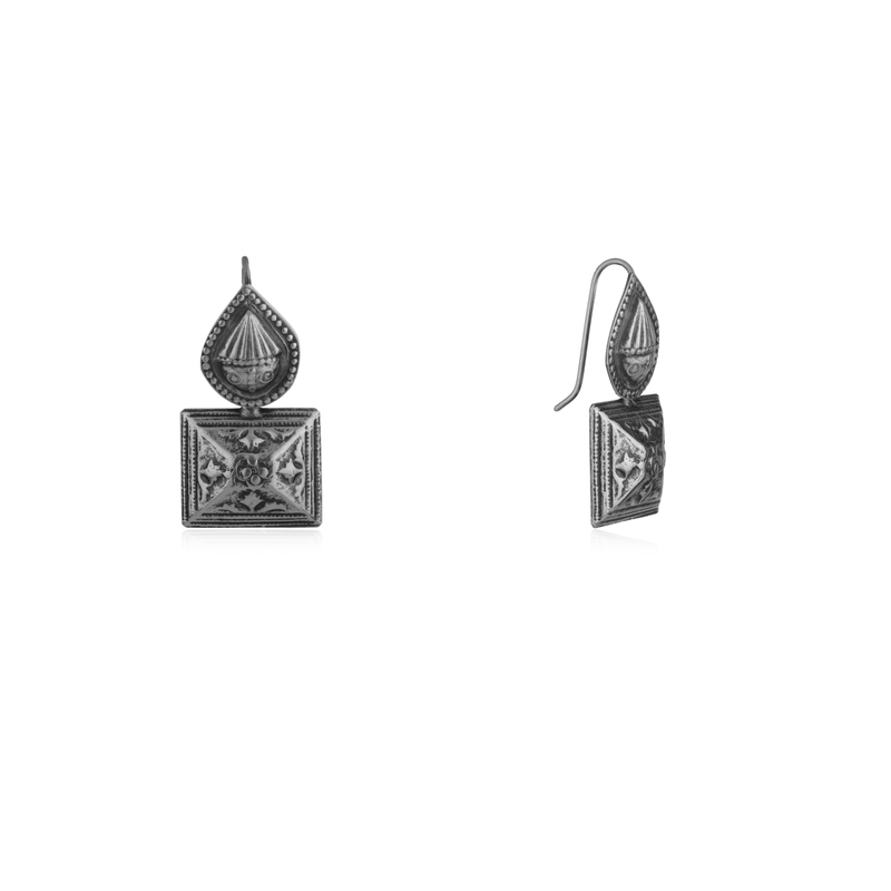 925 Silver Teardrop & Square Earrings product image – classic sterling silver jewellery with polished finish.