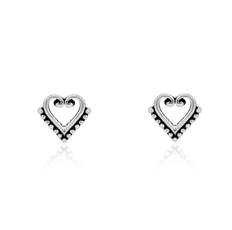 925 Silver Tiny Heart Stud Earrings for women – elegant festive jewelry gift for Diwali, Karwa Chauth, and weddings.