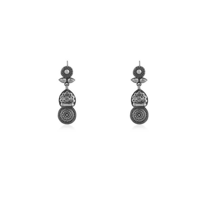 925 Silver Tribal Earrings with unique ethnic-inspired design, perfect for festive occasions and daily wear.