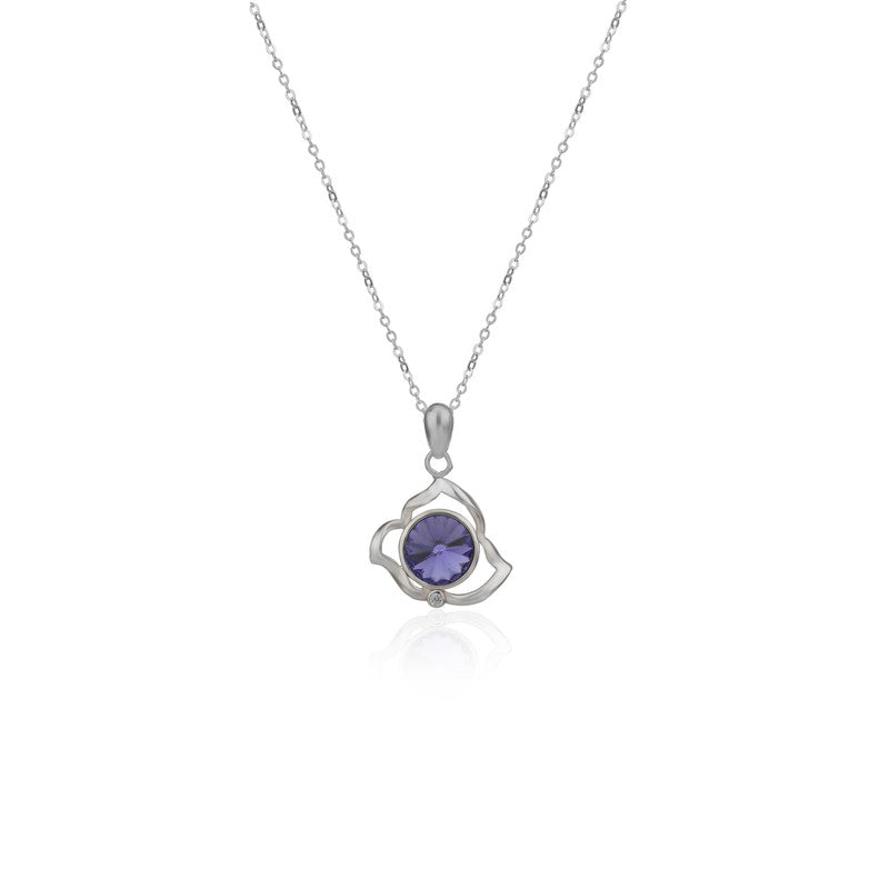 925 Silver Trigo Leaf Blue Stone Pendant for festive gifting