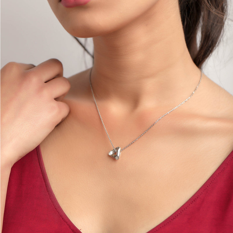 Festive look styled with 925 Silver Trigo Pendant Necklace – graceful accessory for ethnic outfits and party wear.