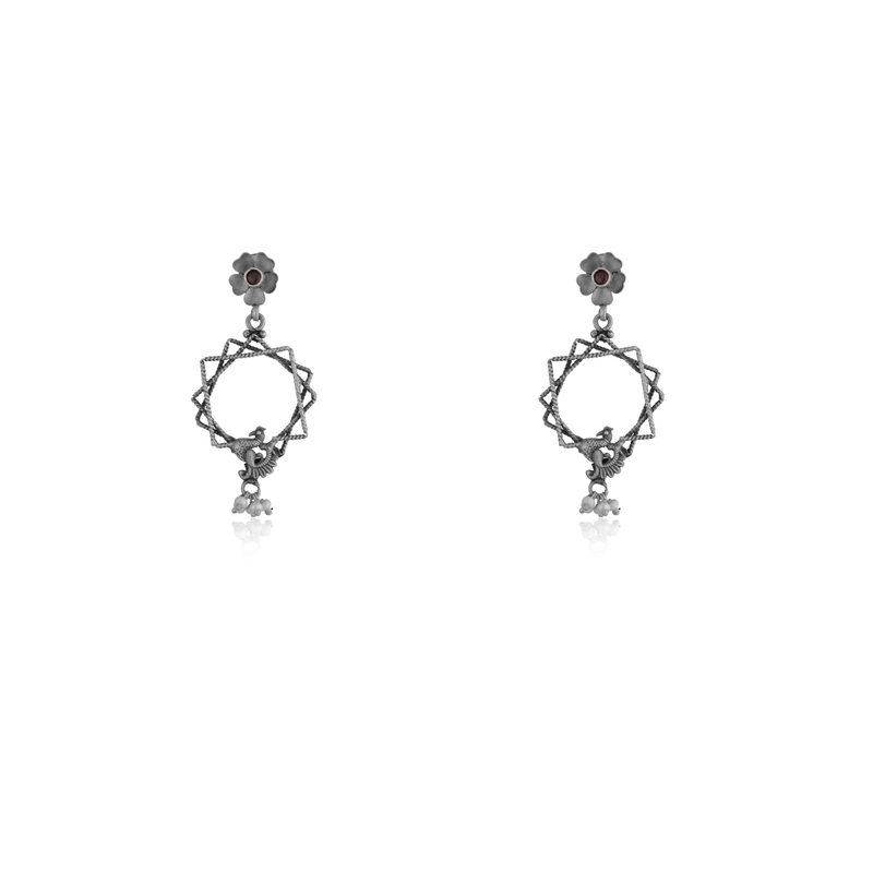 925 Silver Trigo Tribal Earrings with ethnic-inspired design, perfect for festive occasions and daily wear.