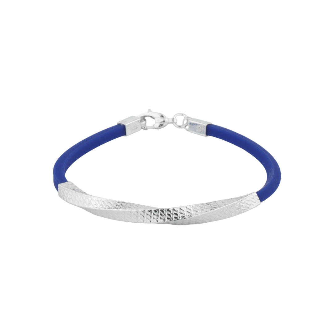 Pure 925 silver twisted blue bead bracelet for Durga Puja and Navratri