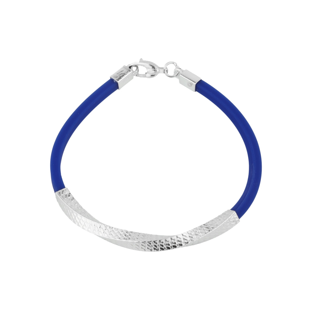 925 Silver Twisted Blue Bead Bracelet for festive gifting