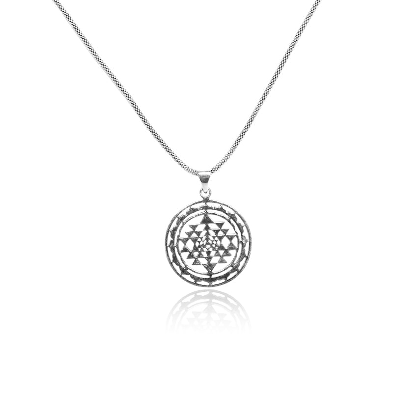 925 Sterling Silver Chakra Pendant for Men – Hindu Spiritual Silver Necklace