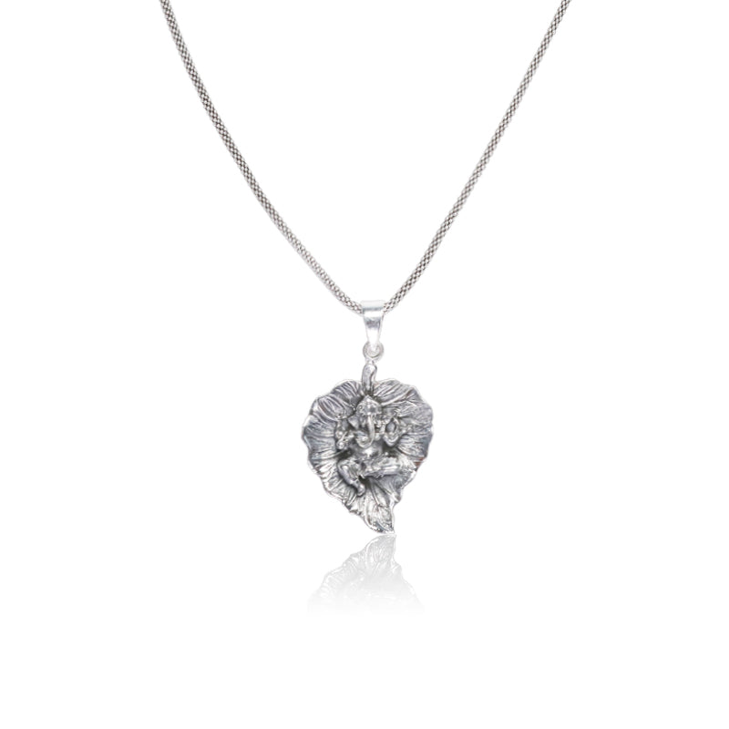 925 Sterling Silver Ganesha Pendant for Men – Hindu Religious Silver Necklace