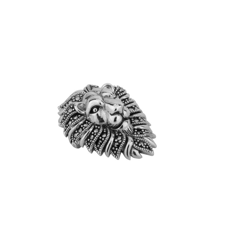 Sterling Silver Lion Head Pendant for Men with Intricate Bold Detailing