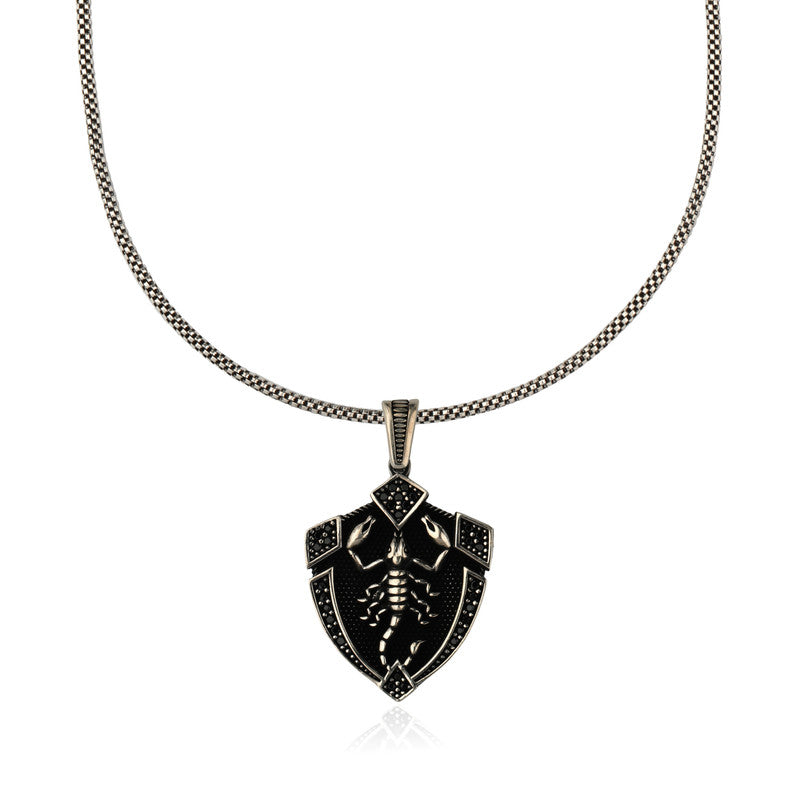 925 Sterling Silver Scorpio Pendant for Men – Bold Zodiac Astrology Silver Necklace