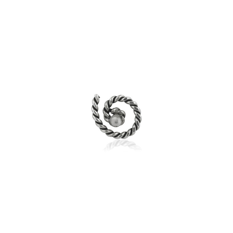 925 Sterling Silver Spiral Nose Pin shown with detailed design on white background