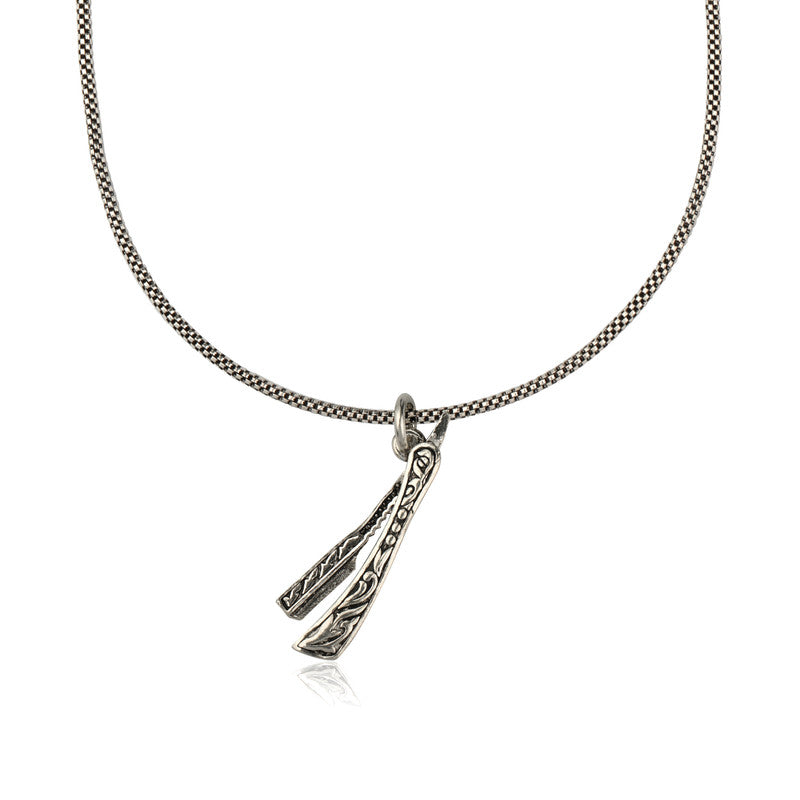 925 Sterling Silver Tattoo Pendant for Men – Bold Edgy Silver Necklace