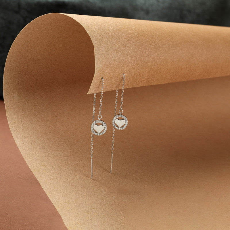 925 sterling silver Sui Dhaga heart earrings – stylish festive gift for Christmas, New Year, and wedding season.